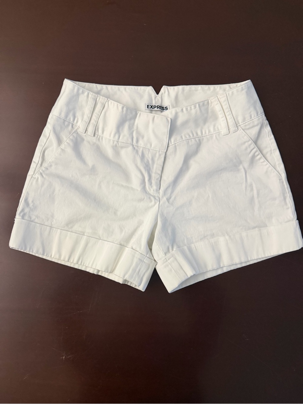 Express Women's White Cotton Bermuda Shorts